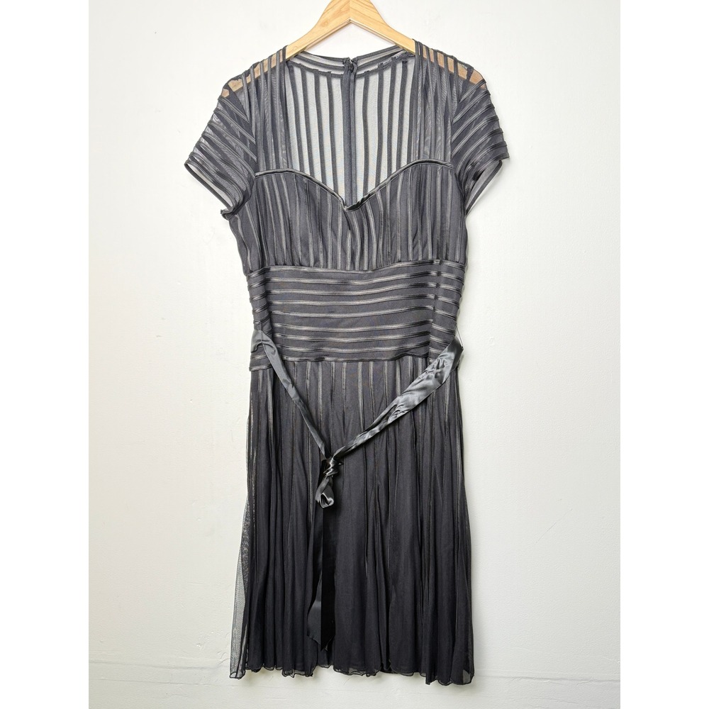 JS Collections Womens Black Mesh Stripe Illusion Cocktail Dress Size 12‎ 858218